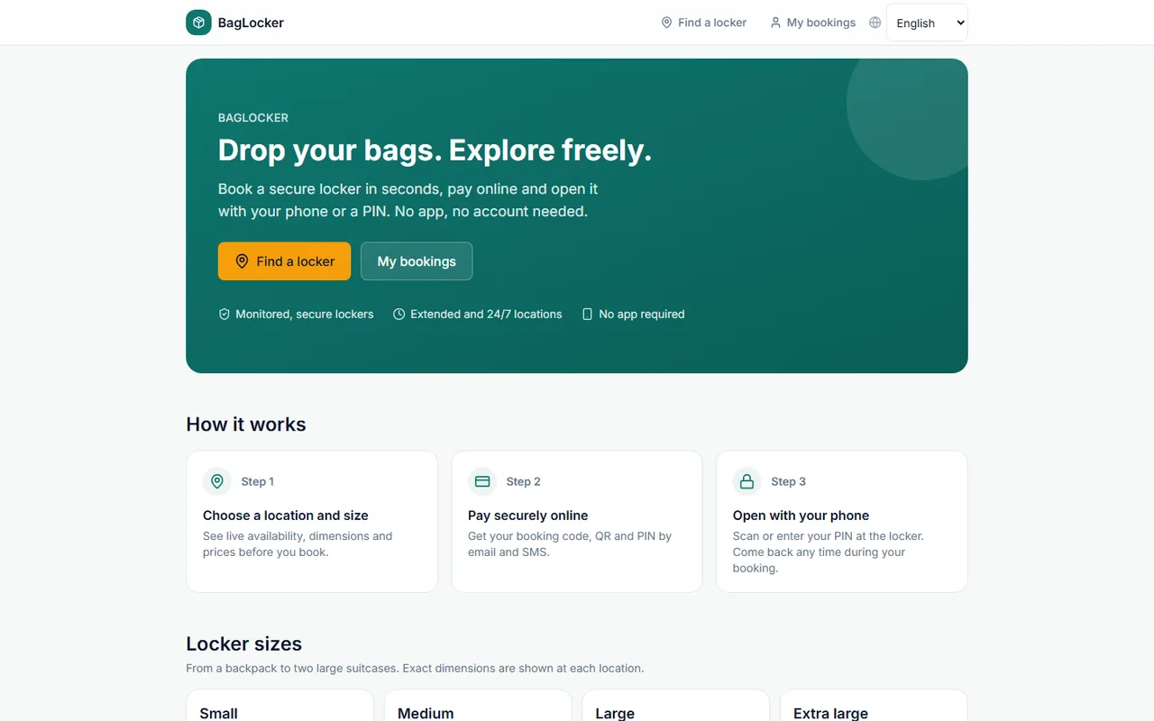 Die BagLocker-Kundenseite auf Laptop und Handy